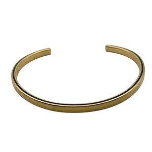 Miansai 4mm Wide Cuff Bracelet Gold-Tone Minimalist Unisex Black Enamel Inlay